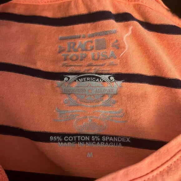 🧡 Rag Top USA Cotton Blend Striped Top – Size Medium - Picture 3 of 3